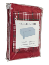 Classic Hemstitch Tablecloth (52x70&quot;) Red &amp; (1) Plaid Tea Towel 100% Cot... - £15.82 GBP