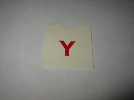 1967 4CYTE Board Game Piece: Red Letter Tab - Y - $1.00