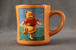 MODERN Walt Disney Store Thick Walled Coffee Mug Orange POOH Bear Blue Trim - £8.62 GBP