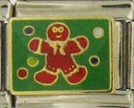 Gingerbread Man With Green Background Wholesale Italian Charm 9MM K21 - £10.57 GBP