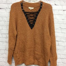 Anthropologie Entro Womens Pullover Sweater Brown Marled Long Sleeve Lac... - £5.57 GBP