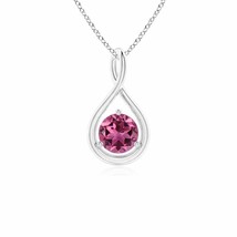 ANGARA 5mm Natural Pink Tourmaline Solitaire Infinity Pendant Necklace in Silver - £127.10 GBP+