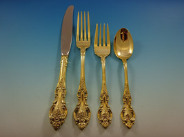 Grand Victorian by Wallace Sterling Silver Flatware Service 8 Set Gold Vermeil - £2,211.85 GBP