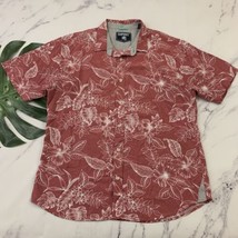 Seapointe Mens Hawaiian Shirt Size L Red White Tropical Hibiscus Floral Aloha - £19.34 GBP