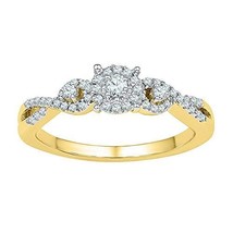 10kt Yellow Gold Womens Round Diamond Solitaire Halo Twist Bridal Wedding Engage - $330.65