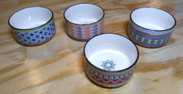 Set Of 4 Signature Housewares Aztec Bowls Geometric Ceramic Stonewares - £21.26 GBP