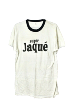Vintage 70s Super Jaque Ringer T Shirt White Navy Cotton Deadstock L - $108.90