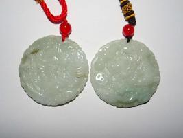 1.9&quot; China Certified Grade A Nature Hisui Jadeite Jade Dragon &amp; Phoenix Pendants - £46.68 GBP