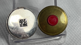 Lot Of 2 Vtg Ladies Petite Round Mirrored Rouge Make Up Compacts Hudnut ... - $29.95
