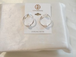 Giani Bernini 1&quot;Sterling Silver Bead Hoop Earrings C776 $115 - £36.14 GBP