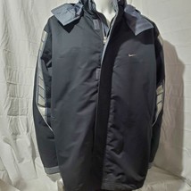 Nike Mens Winter Jacket Black Grey Detachable Hood Small Stains - £39.97 GBP