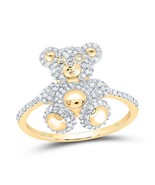 0.50cttw Diamond Teddy Bear Womens Ring 10k Yellow Gold Band - $593.01