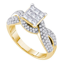 14k Yellow Gold Princess Diamond Cluster Bridal Wedding Engagement Ring ... - $1,399.00