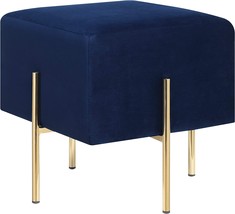 Squareare Upholstered Ottoman, 15" D X 15" W X 16" H, Blue, Gold, Coaster Home - £121.88 GBP