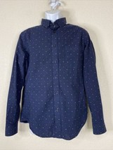 Goodfellow Men Size M Blue Mini Square Button Up Shirt Long Sleeve Pocket - £6.09 GBP