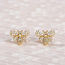 1.20Ct Round Cut Simulated Moissanite Bee Design Earrings 14K Yellow Gold Plated - £46.03 GBP