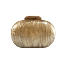 New Luxury Acrylic Clutch  Wedding Cute Round Marble Gold Pearl Party Evening Ba - £43.97 GBP