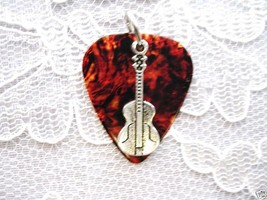 New Shell Brown Color Guitar Pick &amp; Classic Guitar Musical Pendant Adj Necklace - £3.98 GBP