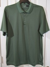 Izod Men&#39;s SS Green Striped Polo Shirt, Cool FX Series, Logo on Sleeve, XL - £9.42 GBP