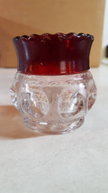 Indiana Glass Kings Crown Thumbprint Ruby Trim Toothpick Holder - £7.97 GBP