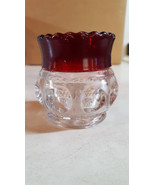 Indiana Glass Kings Crown Thumbprint Ruby Trim Toothpick Holder - $13.72 CAD