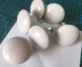 6 Vtg Japan Porcelain Ceramic Drawer Pull Cabinet Knobs Light Rose Plain NOS /FR - £7.75 GBP
