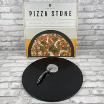 Heritage Pizza Stone 15&quot; Black Ceramic Round Free Pizza Cutter - $40.63