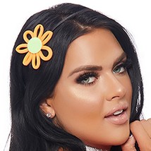 Neon Orange Flower Headband Daisy Costume Festival Rave Dance Retro 997400 - £11.82 GBP