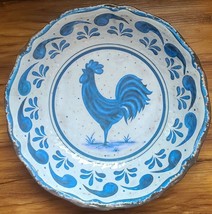 Melamine ~ Country ~ Rooster ~ Paisley Serving Bowl ~ 13.75&quot; Dia. ~ Blue... - £23.53 GBP