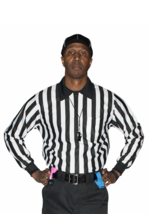 K07UM 1&quot; Stripes Mesh Long Sleeve Officials Referee Shirt Football Lacro... - £55.03 GBP+