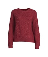 Time and Tru Women&#39;s Bobble Stitch Pullover Midweight Sweater, Burgundy ... - $343.37 MXN