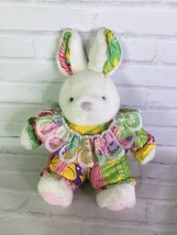 VTG Soft Things Inc Bunny Rabbit Plush Stuffed Animal Floral Leaves Outfit Ears - £27.86 GBP