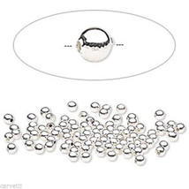 2mm Silver Plated Round Beads (100) U.S. Seller Get &#39;em Quick! - £0.98 GBP