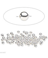 2mm Silver Plated Round Beads (100) U.S. Seller Get &#39;em Quick! - £0.99 GBP