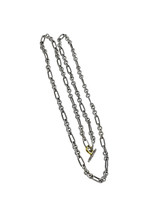  David Yurman 18k Gold 925 Sterling Silver Figaro Chain Link Toggle Necklace  - $875.00