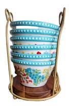 Pioneer Woman ~ 7-Piece Set ~ FANCY FLOURISH ~ 6-Ramekin Cups &amp; 1-Caddy (5) - $105.06 CAD