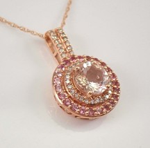 2Ct  Simulated Morganite  Pendant 925 Silver Gold Plated  - $552.73 MXN