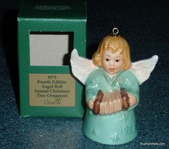 1979 GOEBEL Annual Green Angel Bell Christmas Ornament with Accordion Wi... - $9.69