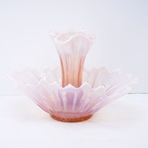 Fostoria Heirloom Bowl Large Pink Opalescent Depression Glass Epergne with Vase - £203.17 GBP