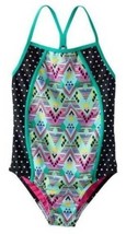 Girls Swimsuit Speedo Racerback 1 Pc Blue Multi Geo Dot Bathing Suit $44... - $20.79