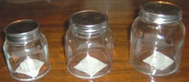 rOund CLEAR GLASS Storage JAR Polished Metal Lid CHOOSE 3&quot; 3.5&quot; 4&quot; Jars ... - $19.72+