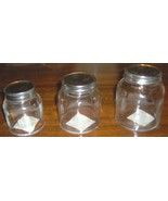 rOund CLEAR GLASS Storage JAR Polished Metal Lid CHOOSE 3&quot; 3.5&quot; 4&quot; Jars ... - $19.72+