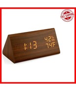 Stylish Brown Wooden Digital Alarm Clock with USB Charging &amp; Humidity In... - $854.03 MXN