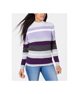 Karen Scott Womens L Purple Combo Mock Neck Pullover Cotton Sweater NWT ... - £15.47 GBP