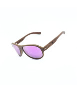 Curved wooden sunglasses with purple mirror lenses, stylish and ergonomi... - $149.90