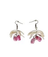 Handmade Fan Shell Earrings Pink Teardrop Beads Boho Dangle Jewelry Arti... - $28.30