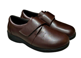 Footlink Comfort Mens Orthopedic Shoes Size 14W Brown Loafers Faux Leather - $22.97