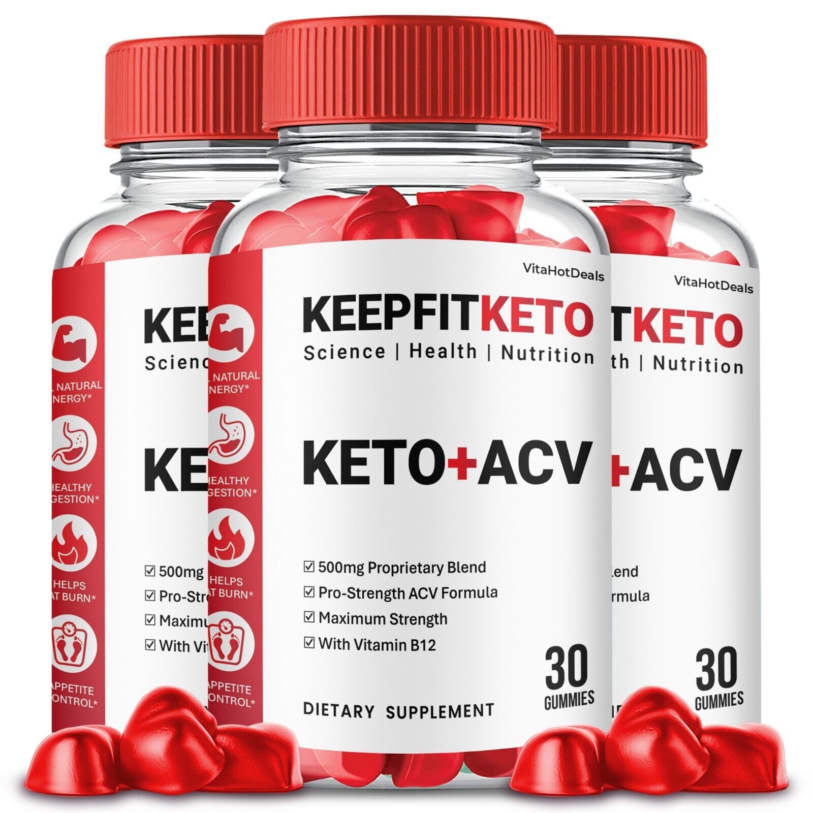 3 Pack Keep Fit Keto ACV Gummies, Max Strength Supplement, KeepFit Gummies