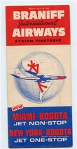 Braniff International Airways System Timetable April 1964 Miami Bogota - £21.96 GBP