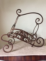 Wrought Iron Metal Wine Rack Free Standing Ship Free Hold 3 Bottles Fleur De Lis - $69.00